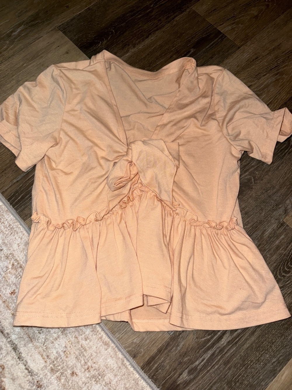 Women’s Peach Knot-Front Peplum Top